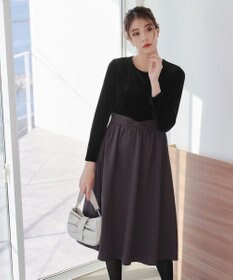 Tiaclasse 【洗える】ベロア異素材ドッキングワンピース