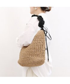 UNBILLION カシュカシュ cachecache / ドロストフリルハンドル地柄編みトート カゴバッグ