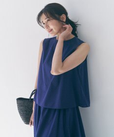 UNFILO L 【セットアップ着用可】FINE MOVE パンチング ドットブラウス