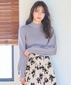 ANY SIS 【Oggi1月号掲載】モックネック袖パール調 ニット