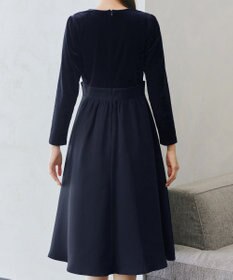 Tiaclasse 【洗える】ベロア異素材ドッキングワンピース