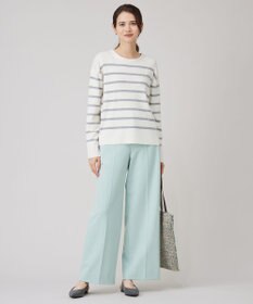 自由区 【洗える】コットンウールハイゲージボーダー ニット