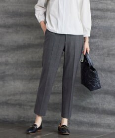 J.PRESS LADIES 【洗える】T/Rアルガンシルク チェック テーパード パンツ