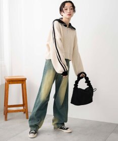 WEGO 2ラインハーフジップニットプルオーバー