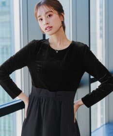 Tiaclasse 【洗える】ベロア異素材ドッキングワンピース