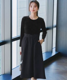 Tiaclasse 【洗える】ベロア異素材ドッキングワンピース