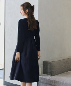 Tiaclasse 【洗える】ベロア異素材ドッキングワンピース