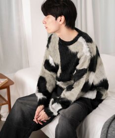 WEGO 【ユニセックス着用ITEM】マーブルシャギーニットプルオーバー