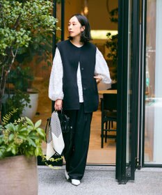 #Newans ハイウエスト2タックパンツ