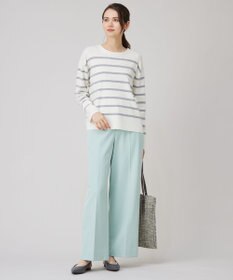 自由区 【洗える】コットンウールハイゲージボーダー ニット