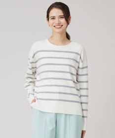 自由区 S 【洗える】コットンウールハイゲージボーダー ニット