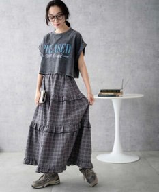 WEGO 【洗える】ヴィンテージウォッシュロールアップショートTシャツ