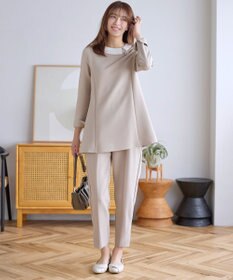 Tiaclasse L 【ストレッチジョーゼット】スリットテーパードパンツ