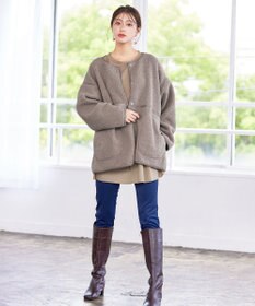 Tiaclasse 2wayリバーシブルボアショートブルゾン