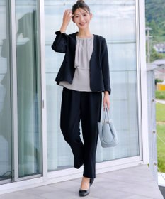 Tiaclasse L 【ストレッチジョーゼット】スリットテーパードパンツ