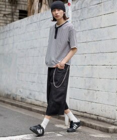 WEGO 【ユニセックス着用ITEM】ボーダーヘンリーネックT（SS）