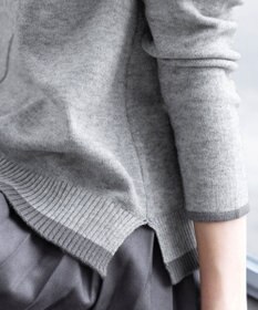 Tiaclasse 【洗える】もっちり素材が肌触り抜群の配色ニットトップス