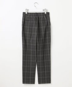 自由区 L 【19号サイズまで展開】TRギャバ裏起毛チェック柄テーパード パンツ