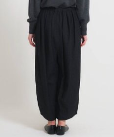 muuc 〈軽やかな尾州産リネンウール〉裾タックワイドパンツ  ロングシーズン 秋冬春 ウエストゴム有り ゆったりシルエット セットアップ可能  裏地有り