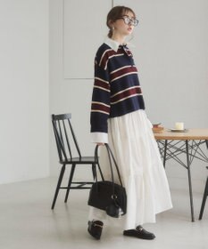 WEGO 【ANGIE VINTAGE】シャツ襟 ドッキング　フェイクレイヤード ニット トップス
