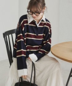 WEGO 【ANGIE VINTAGE】シャツ襟 ドッキング　フェイクレイヤード ニット トップス