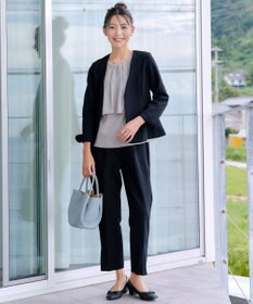 Tiaclasse L 【ストレッチジョーゼット】スリットテーパードパンツ