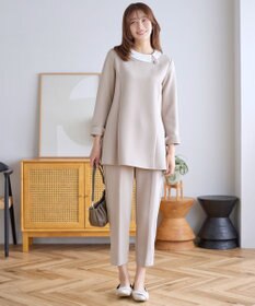 Tiaclasse L 【ストレッチジョーゼット】スリットテーパードパンツ