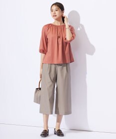 J.PRESS LADIES S 【洗える】ソフトシャンブレー ワイド パンツ