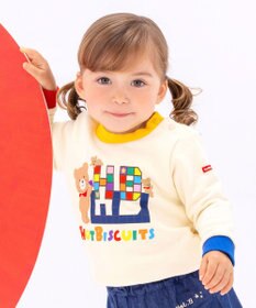 MIKI HOUSE HOT BISCUITS 【80-120cm】 カラフルブロック 裏毛パイル素材 トレーナー