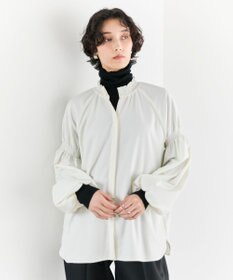 #Newans 【洗濯機可/しわになりにくい】シャーリングネック ボリュームスリーブブラウス オフ