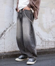 WEGO チェーン付きバルーンデニムパンツ