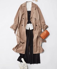 ICB 【撥水加工】 メモリーストレッチタフタ トレンチコート