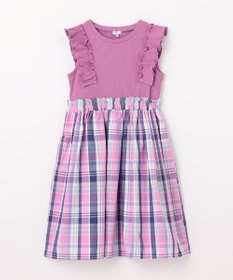 ANY KIDS チェック ドッキング ワンピース