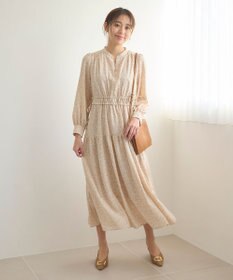 Feroux 【洗える】フラワープリントドロスト ワンピース