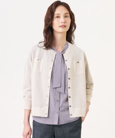 J.PRESS LADIES L 【シーンレスに活躍】SHEER GLOSS KNIT クルーネック カーディガン
