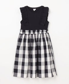 ANY KIDS チェック ドッキング ワンピース