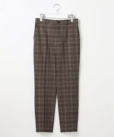 自由区 L 【19号サイズまで展開】TRギャバ裏起毛チェック柄テーパード パンツ