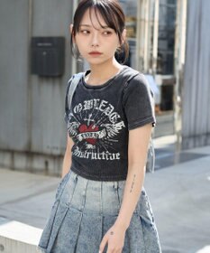 WEGO ヴィンテージウォッシュグラフィックリブT