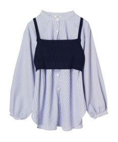 earth music&ecology ＳＥＴ２点ニットビスチェ＋ノーカラーシャツ