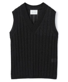 BEIGE， OPTICAL /  ペーパーヤーン Vネックリブニット