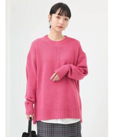 earth music&ecology ウォッシャブル脇スリットクルーネックプルオーバー