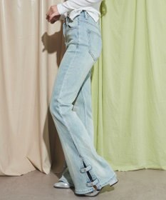 WEGO デザインスリットストレッチフレアデニム