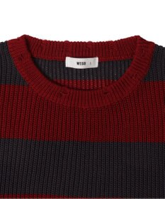 WEGO ボーダーダメージニットプルオーバー