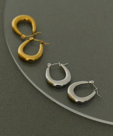 Phoebe 〈金属アレルギー対応〉Uラインプランプフープピアス　シルバー　ぷっくり/ステンレス