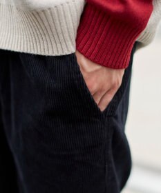 WEGO 【ユニセックス着用ITEM/ウエストゴム/SMLサイズ展開】コーデュロイイージーストレートパンツ