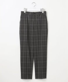 自由区 L 【19号サイズまで展開】TRギャバ裏起毛チェック柄テーパード パンツ