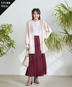 Tiaclasse 【洗える】袖先フリルミドル丈カーディガン