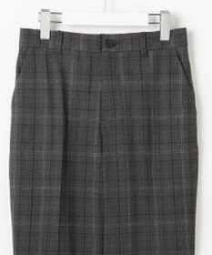 自由区 L 【19号サイズまで展開】TRギャバ裏起毛チェック柄テーパード パンツ