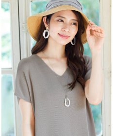 Tiaclasse L 【洗える】さらりと肌離れの良いフレンチスリーブニットチュニック