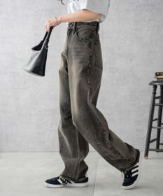 WEGO ヴィンテージウォッシュカーブデニムパンツ